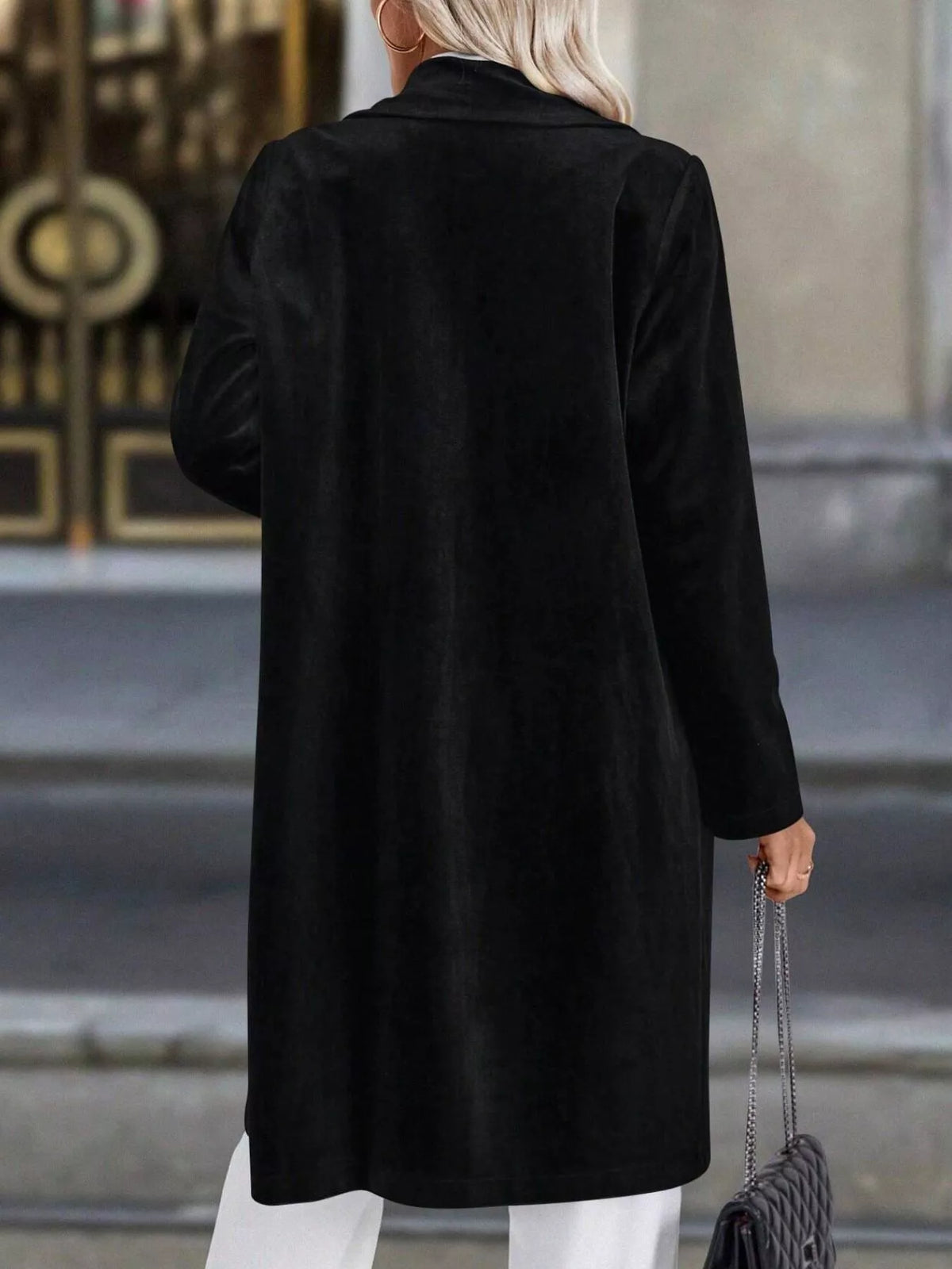 Lapel Collar Long Sleeve Longline Coat - Lilixa.store
