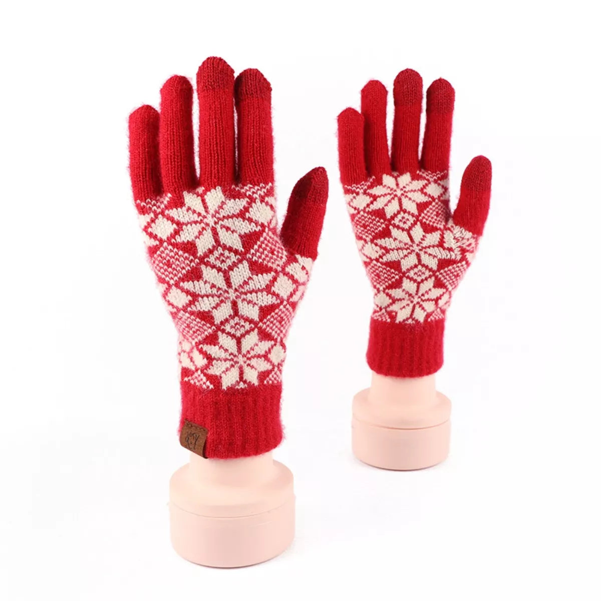 Heart Pattern Knitted Touchscreen Gloves - Lilixa.store