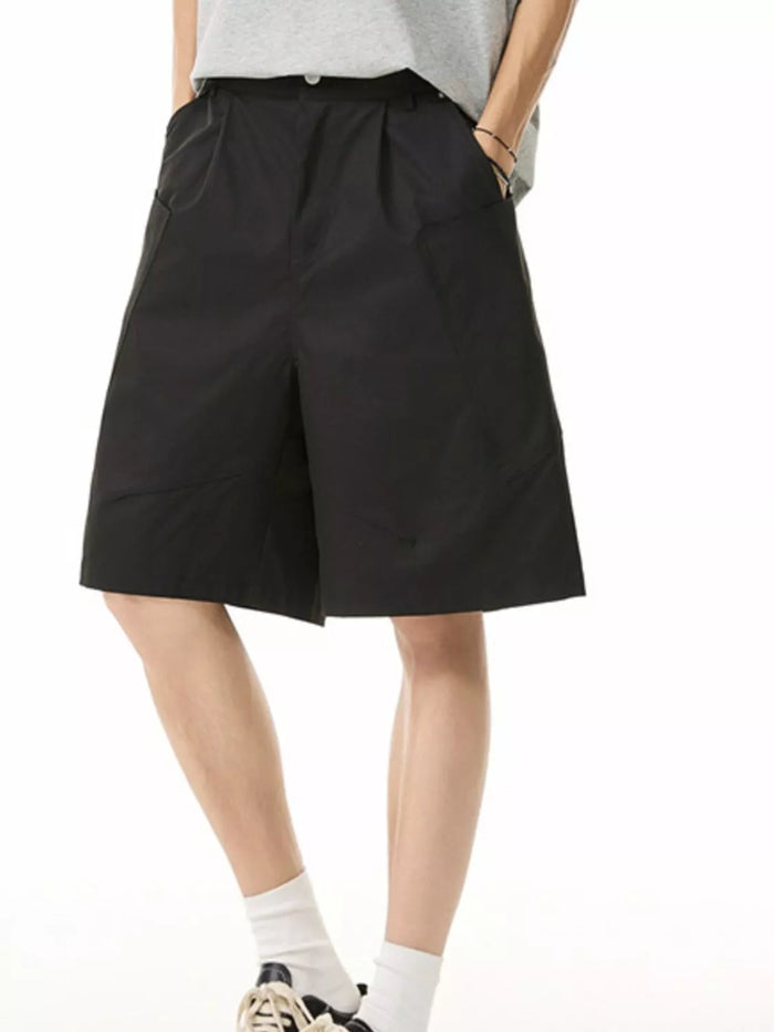 Men's Plus Size Drawstring Casual Shorts in Black