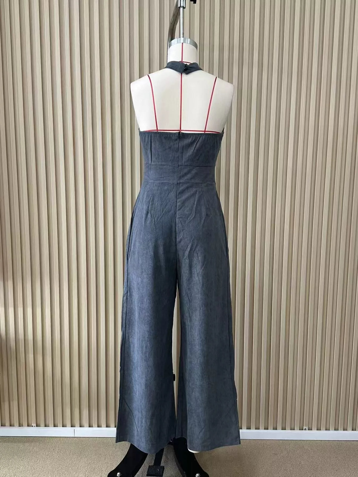 Full Size Halter Neck Wide-Leg Jumpsuit Plus Size, view 5