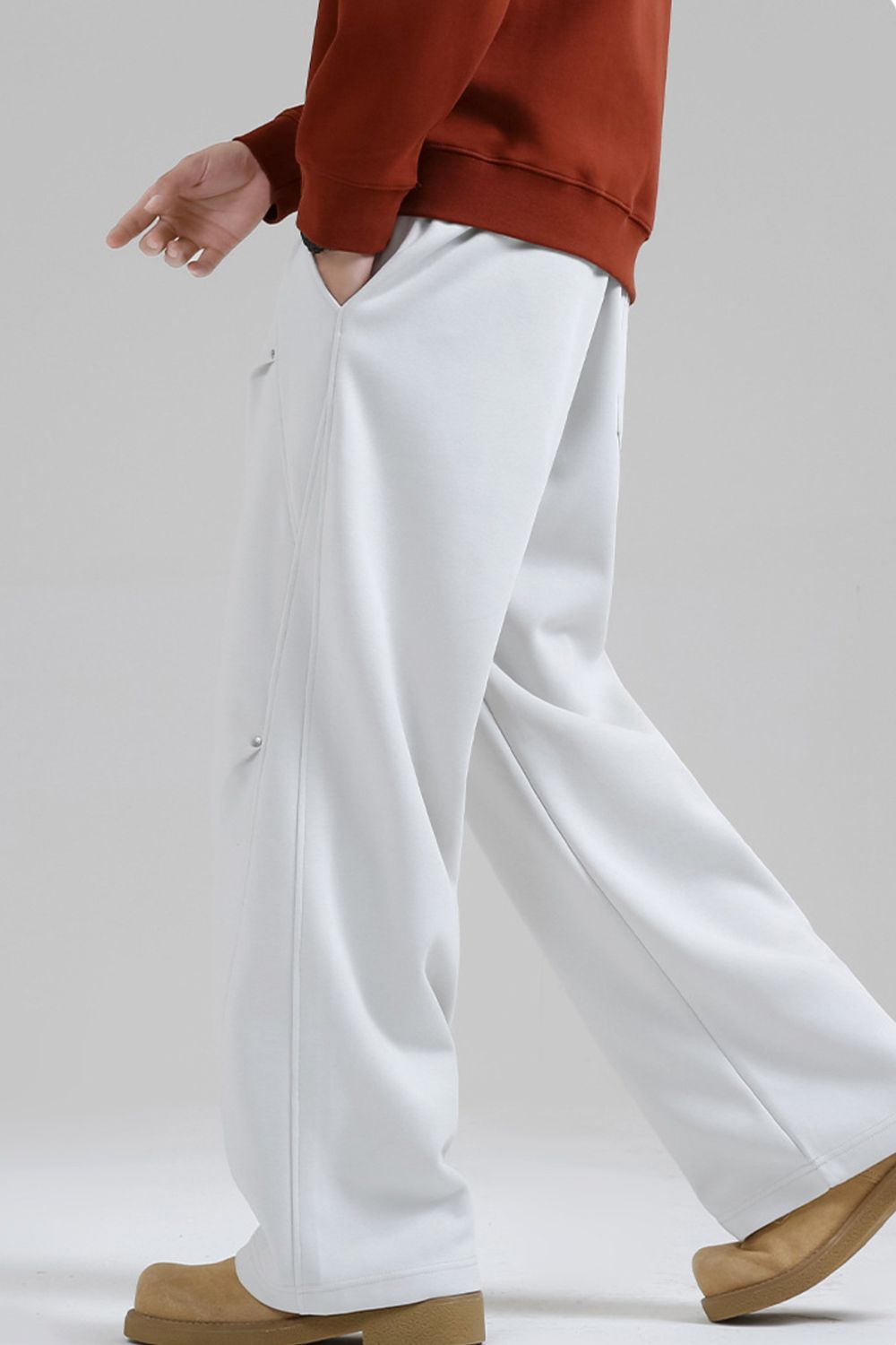 Men's Plus Size Loose-Fit Drawstring Casual Pants in Light Gray, view 2