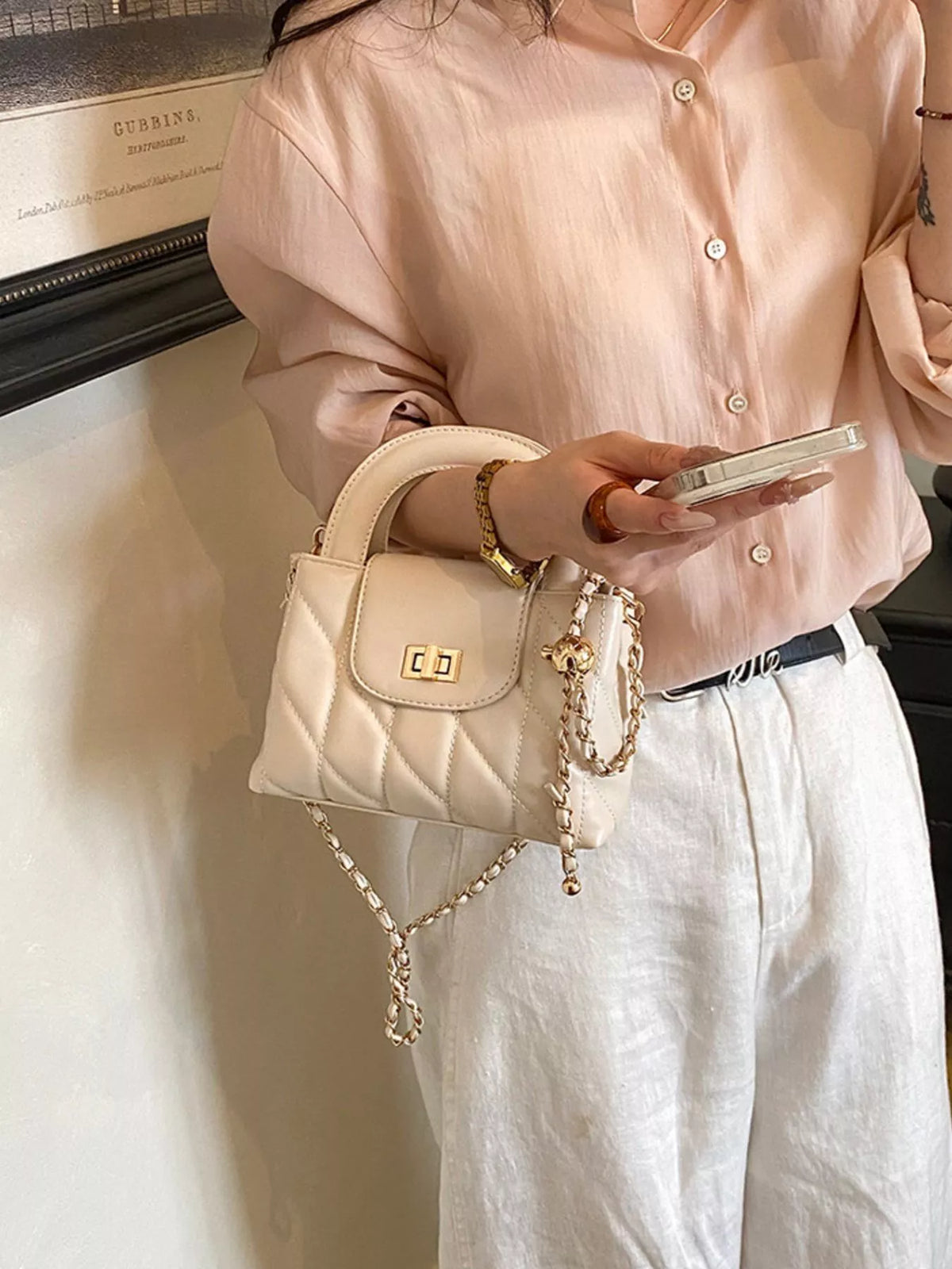 Quilted Chain Strap Crossbody Bag - Lilixa.store