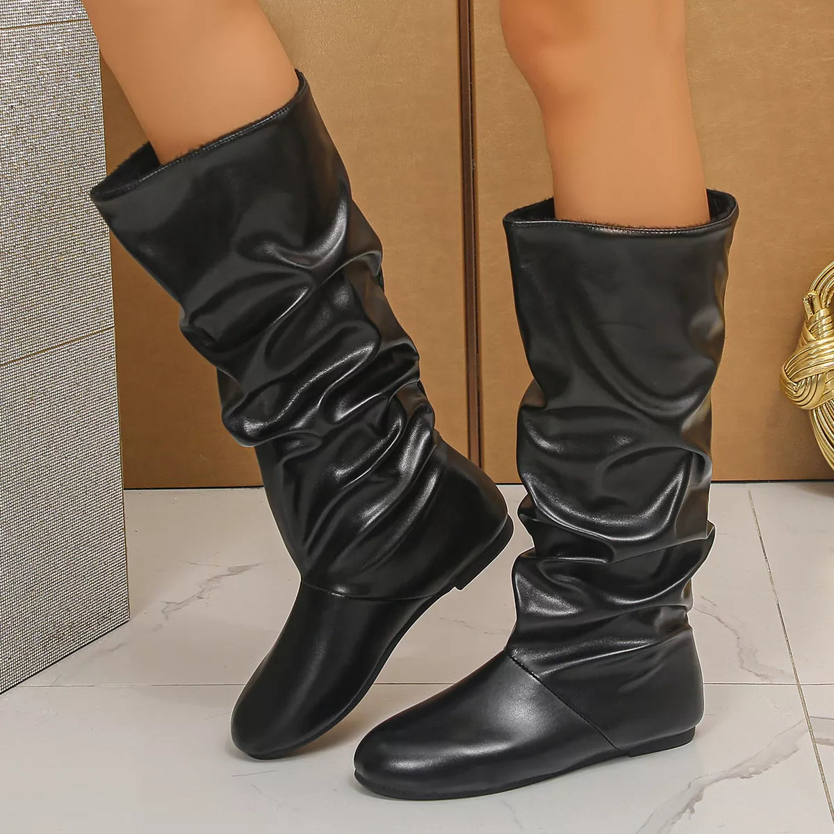 Slouchy Mid-Calf Boots - Lilixa.store