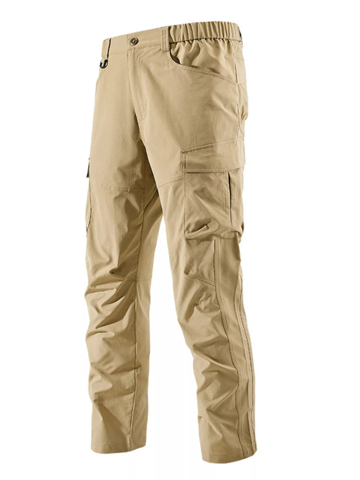 Men's Plus Size Elastic Waist Cargo Pants in Khaki