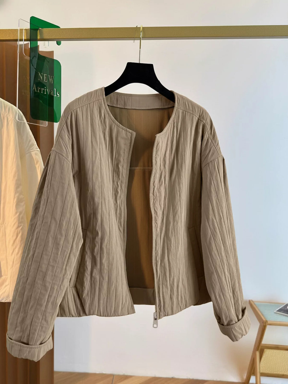 Zip Up Lightweight Jacket in Khaki