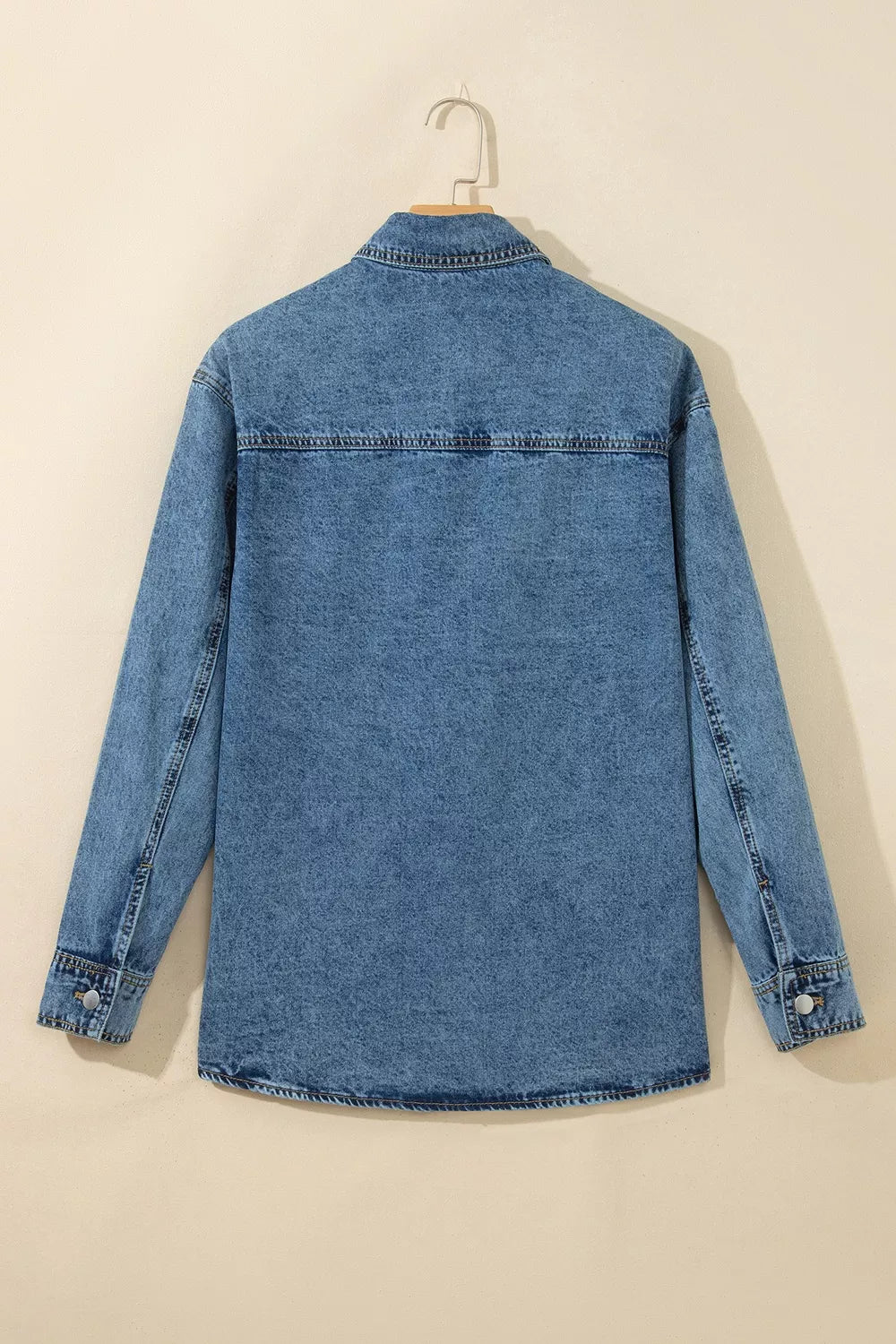 Rivet Embellished Western Style Regular Fit Long Sleeve Denim Jacket, view 7