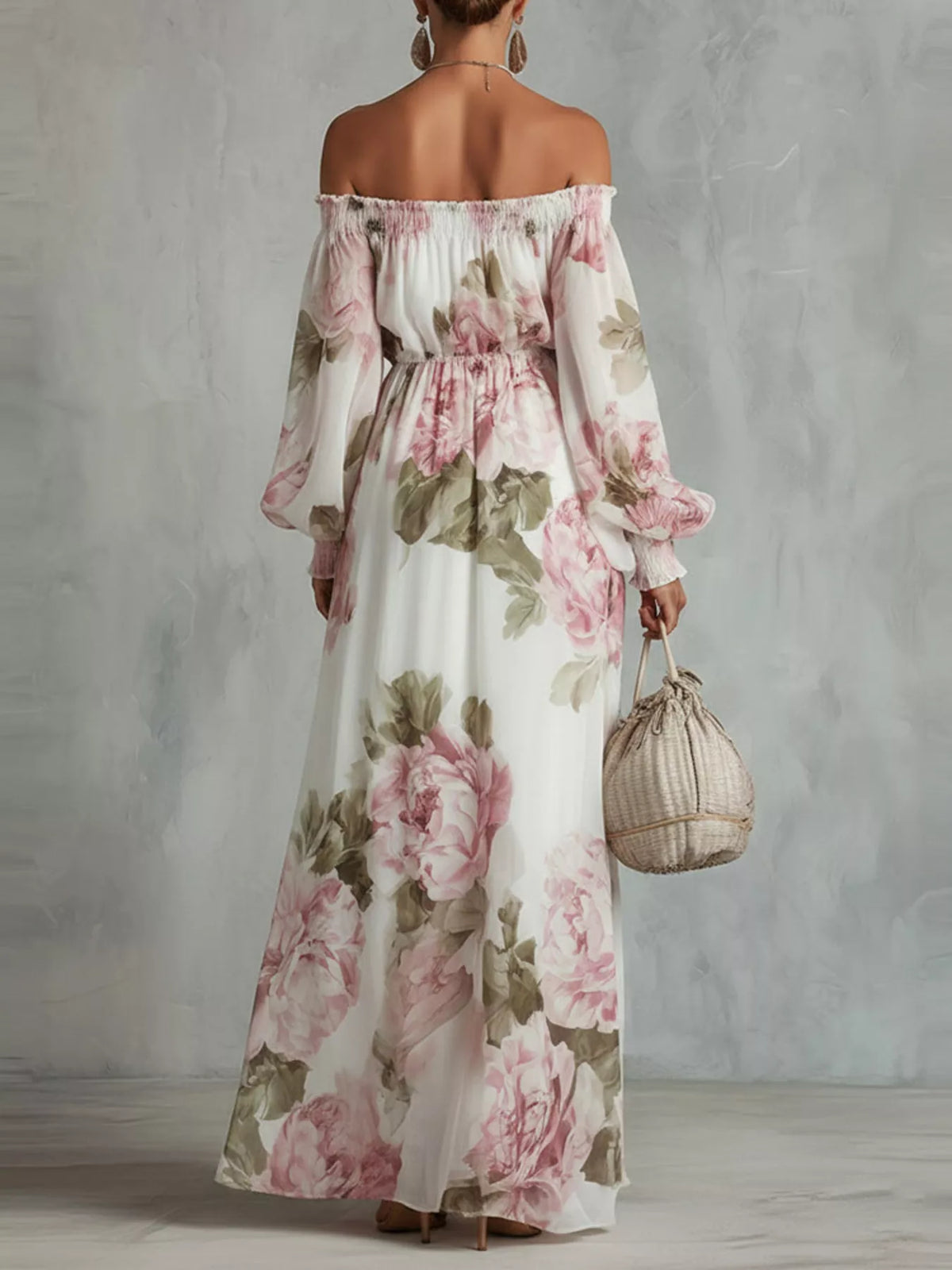 Floral Off Shoulder Maxi Dress - Lilixa.store