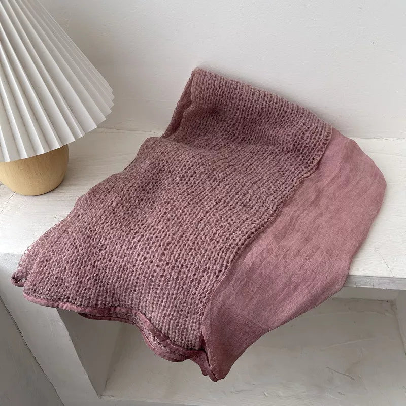 Lightweight Knitted Scarf with Dyed Edges - Lilixa.store