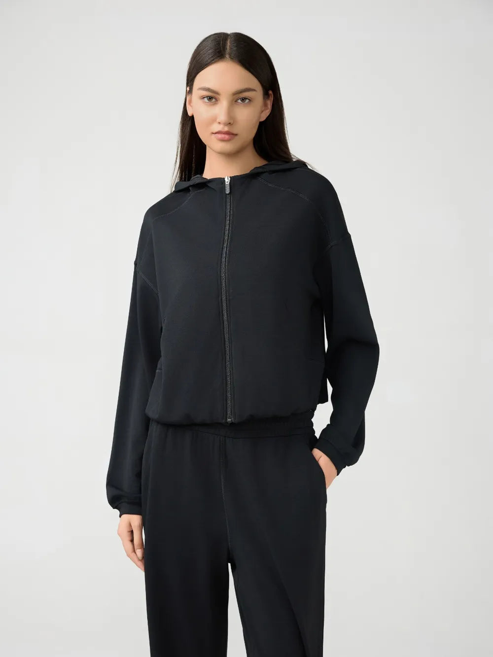 Millennia Zip Up Dropped Shouder Active Hooded - Lilixa.store