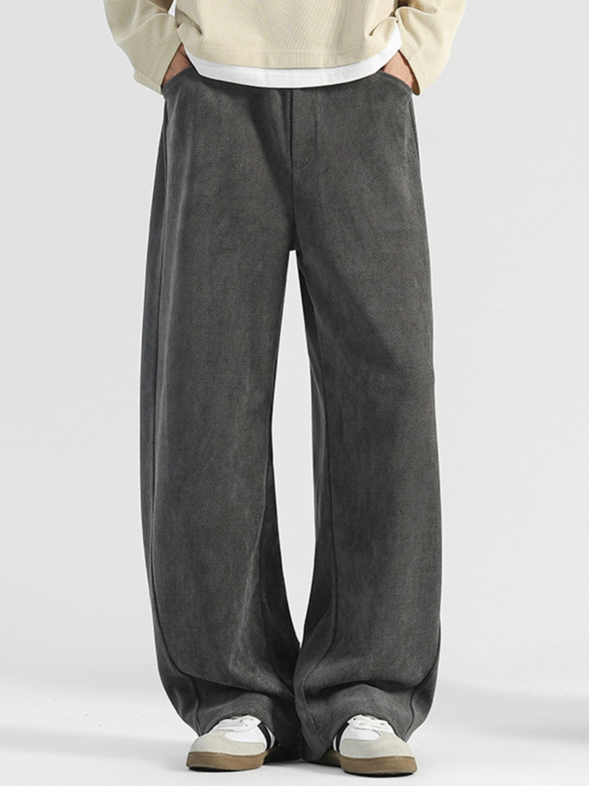 Men's Plus Size Loose Fit Pants in Dark Gray