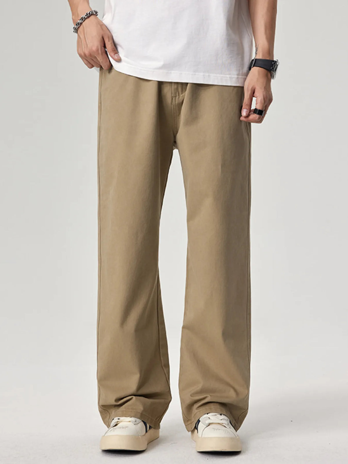 Men's Plus Size Wide Leg Pants in Khaki
