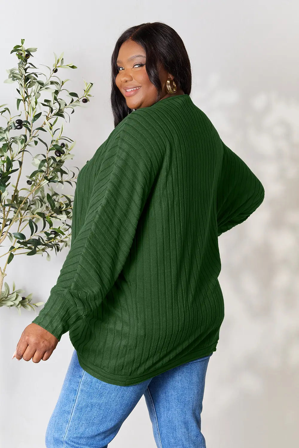 Basic Bae Full Size Ribbed Cocoon Cardigan - Lilixa.store