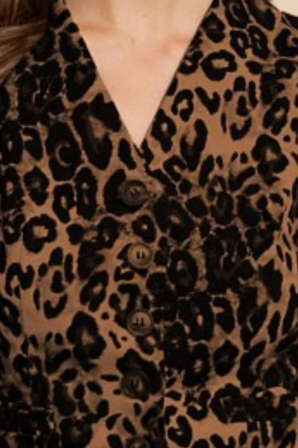 Annie Wear Stretch Leopard Denim Button Down Vest - Lilixa.store
