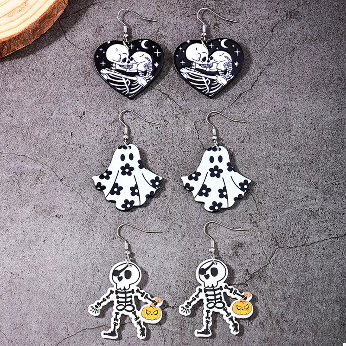 3 Pair Halloween Themed Acrylic Dangle Earrings - Lilixa.store