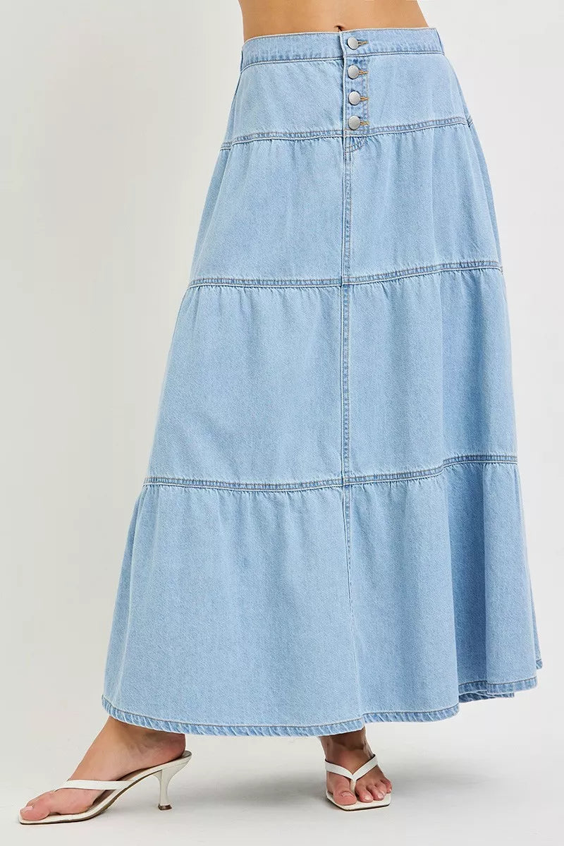 RISEN High Rise Ruffle Long Skirts - Lilixa.store