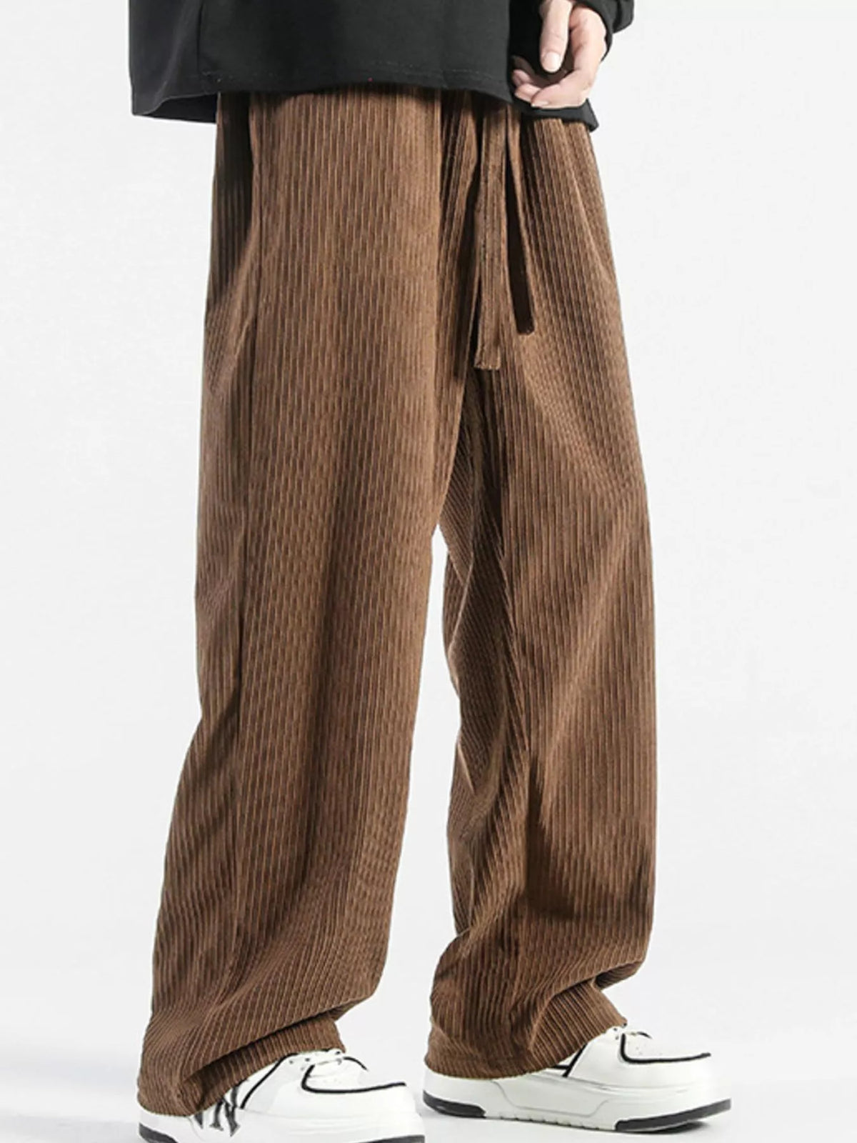 Men's Plus Size Casual Drawstring Wide Leg Pants, view 3
