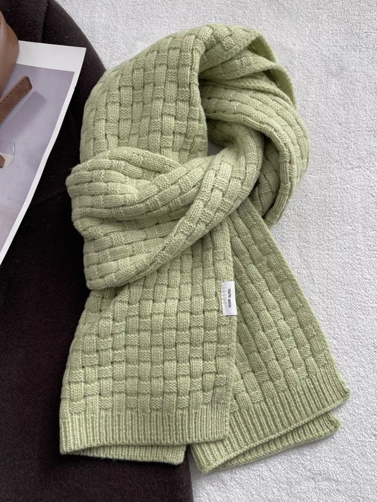 Wool Woven Pattern Knitted Scarf - Lilixa.store