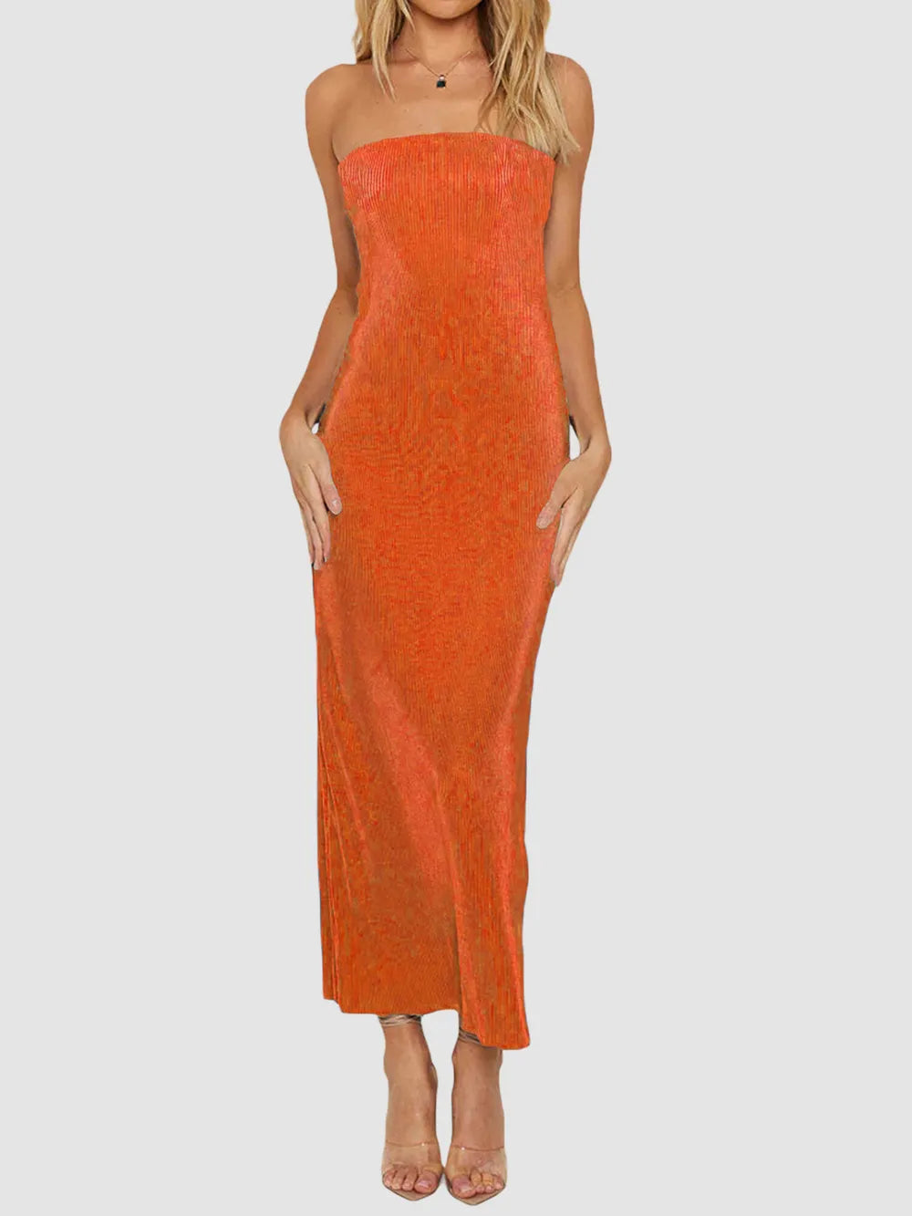 Lace-Up Back Tube Maxi Dress - Lilixa.store
