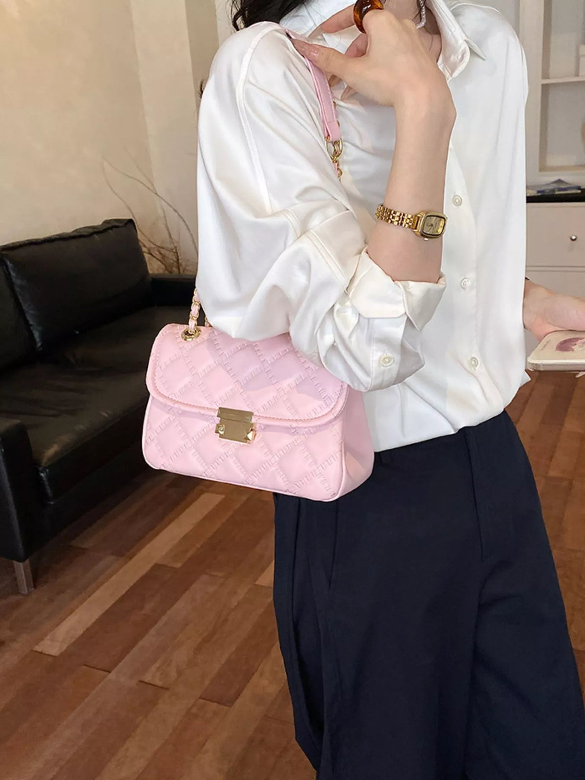 Quilted Chain Crossbody Bag - Lilixa.store