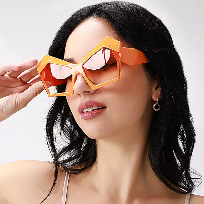 Oversized Geometric Orange Fashion Sunglasses - Lilixa.store