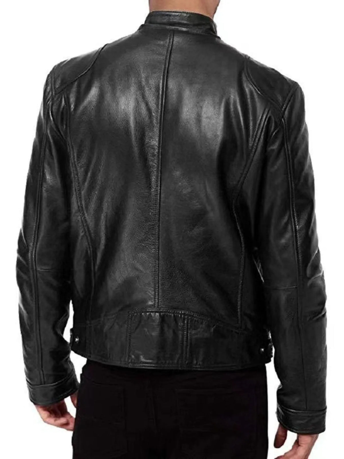 Men's Full Size Leather Biker Jacket with Zipper Pockets Plus Size - Lilixa.store
