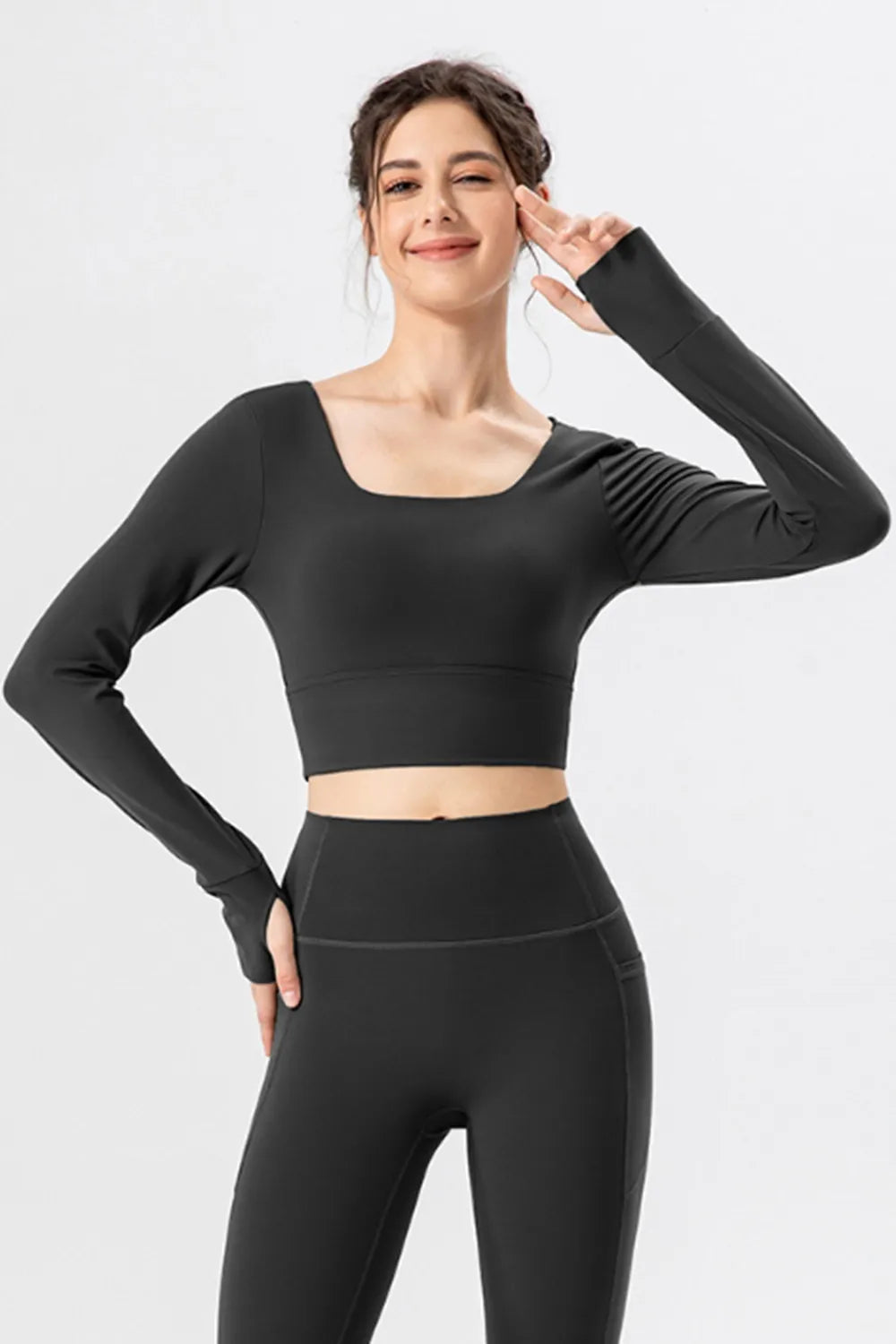 Square Neck Crisscross Active T-Shirt - Lilixa.store