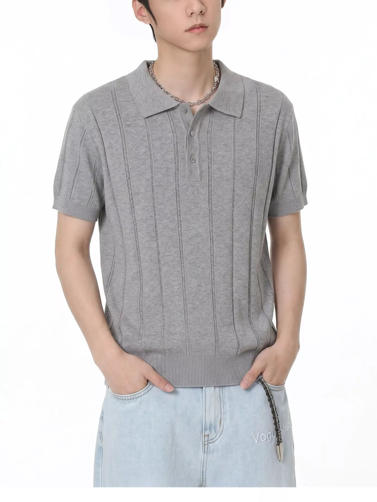 Men's Button Detail Short Sleeve Polo