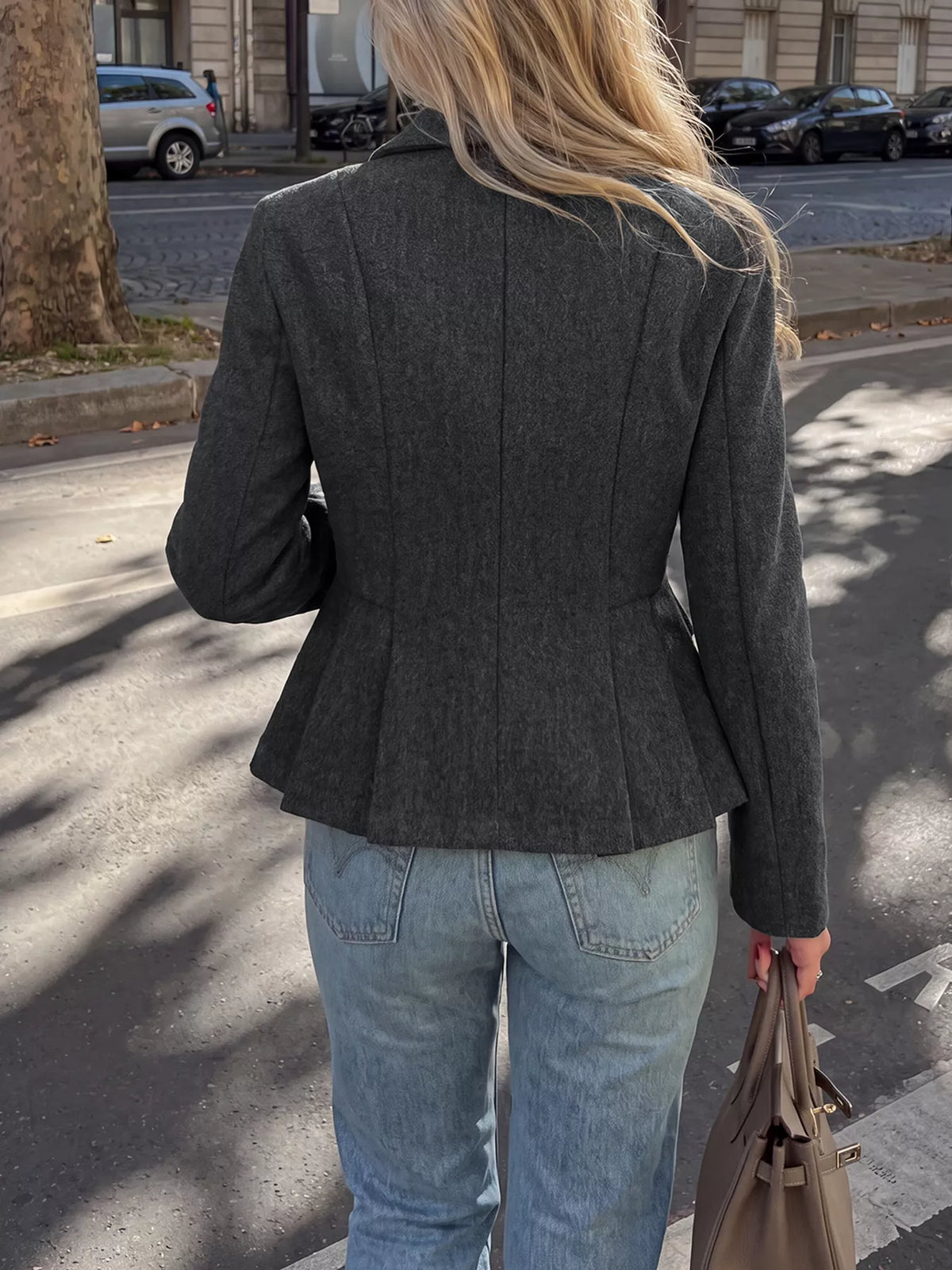 Double-Breasted Peplum Blazer - Lilixa.store