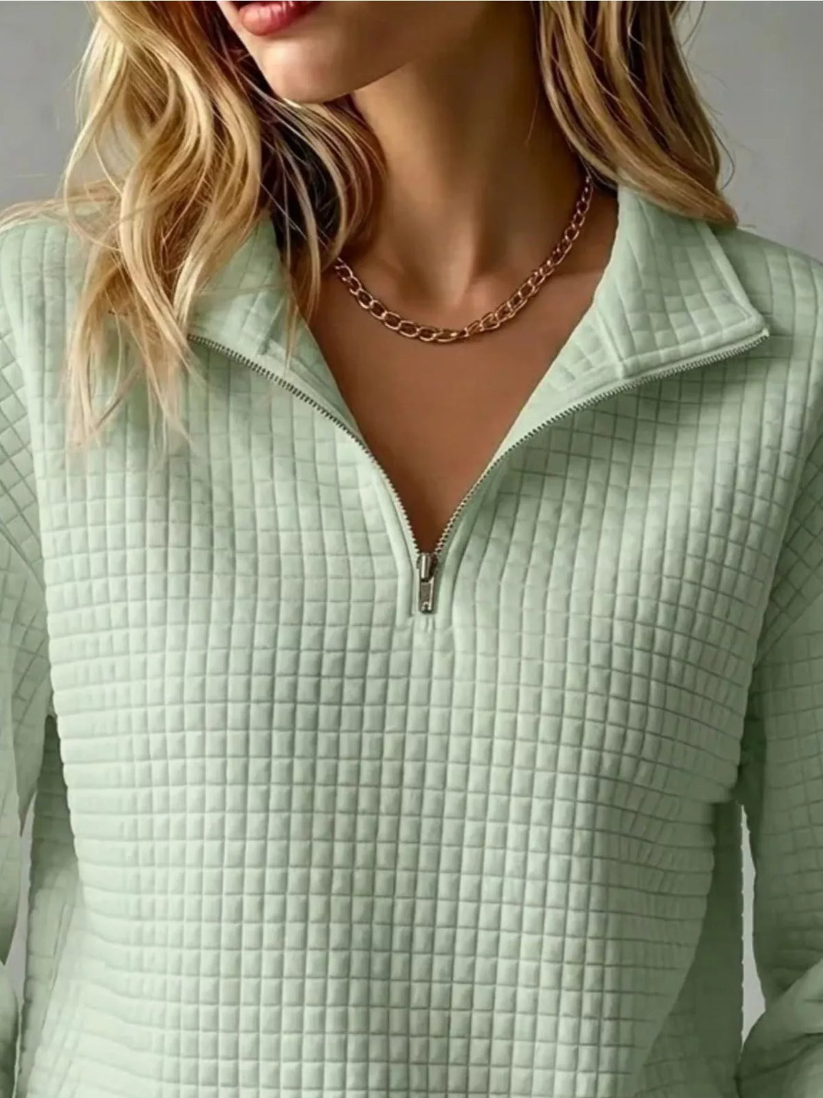 Waffle Knit Quarter-Zip Sweatshirt