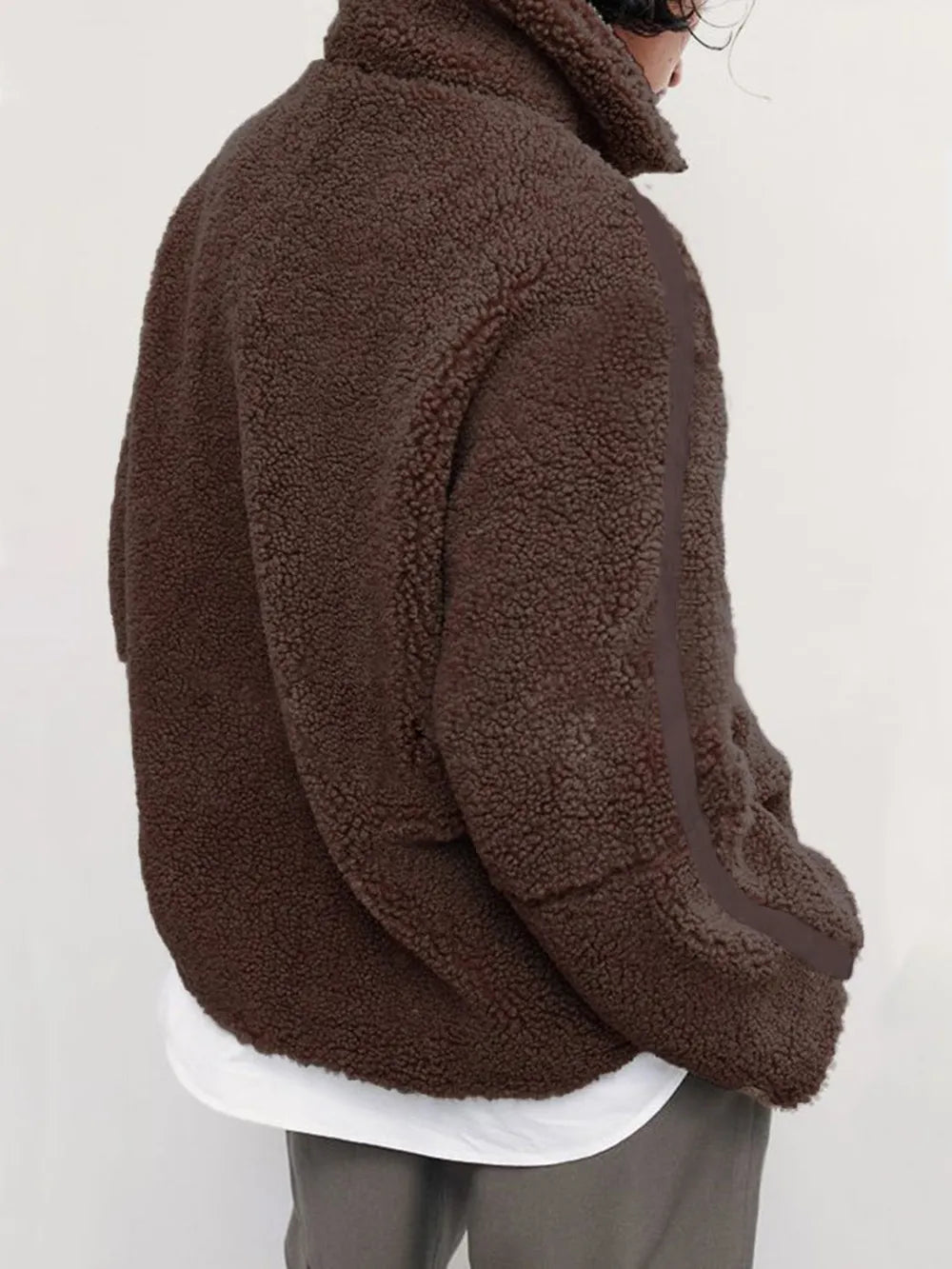 Zip Up Turtleneck Long Sleeve Plush Jacket, view 11