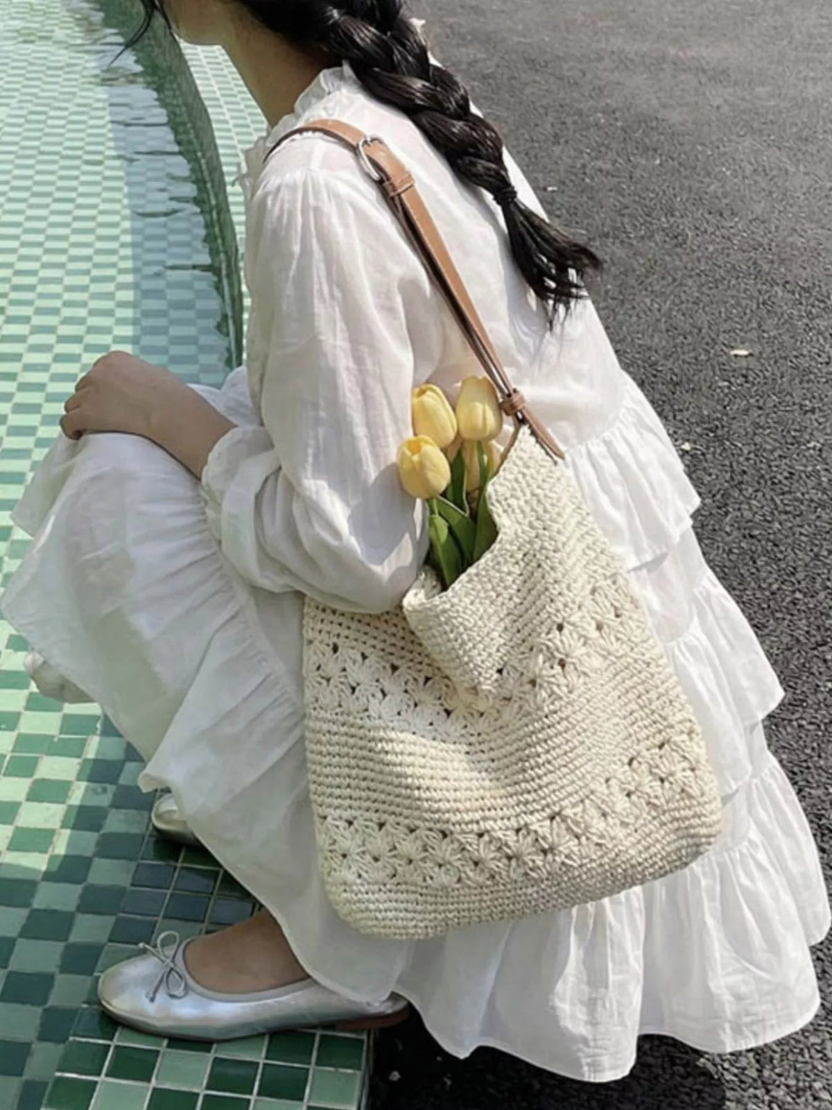 Crochet Knit Shoulder Bag - Lilixa.store