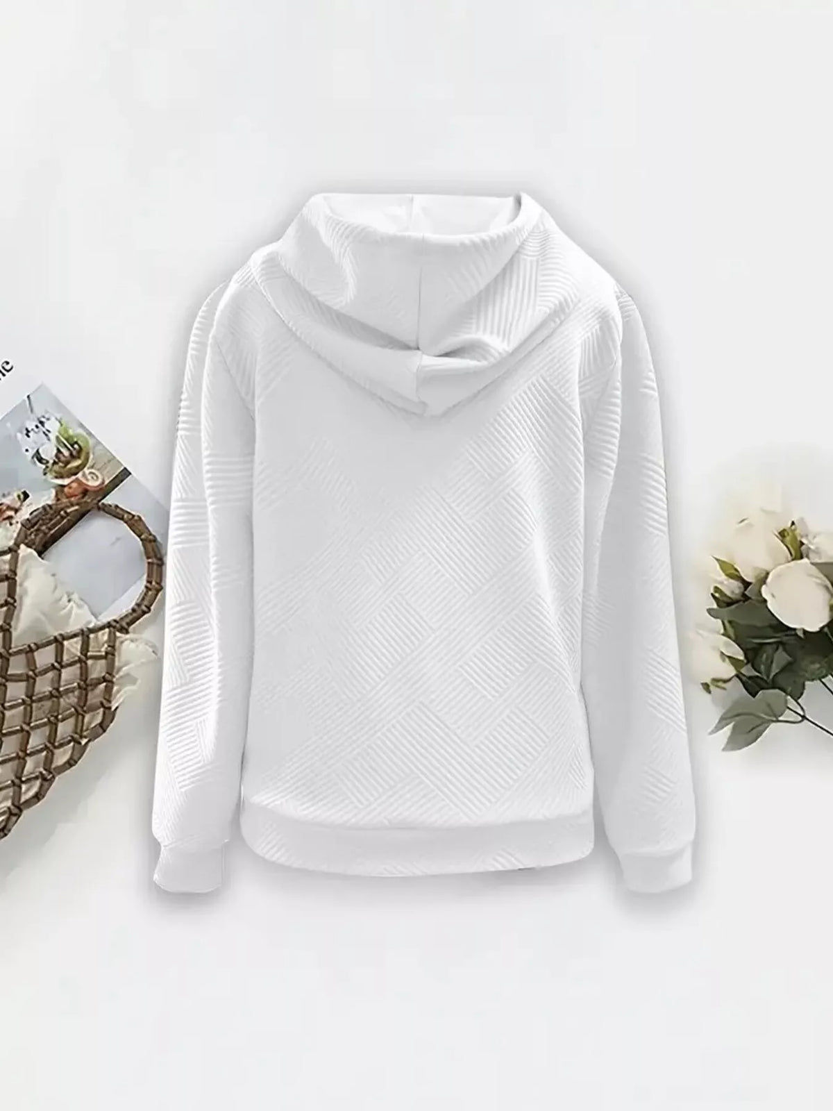 Textured Zip-Up Hooded Jacket, view 5