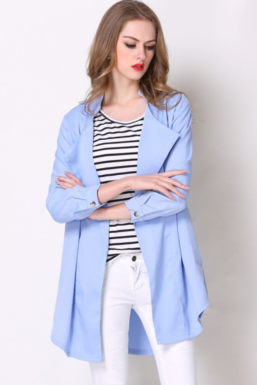Full Size Open Front Longline Trench Coat - Lilixa.store