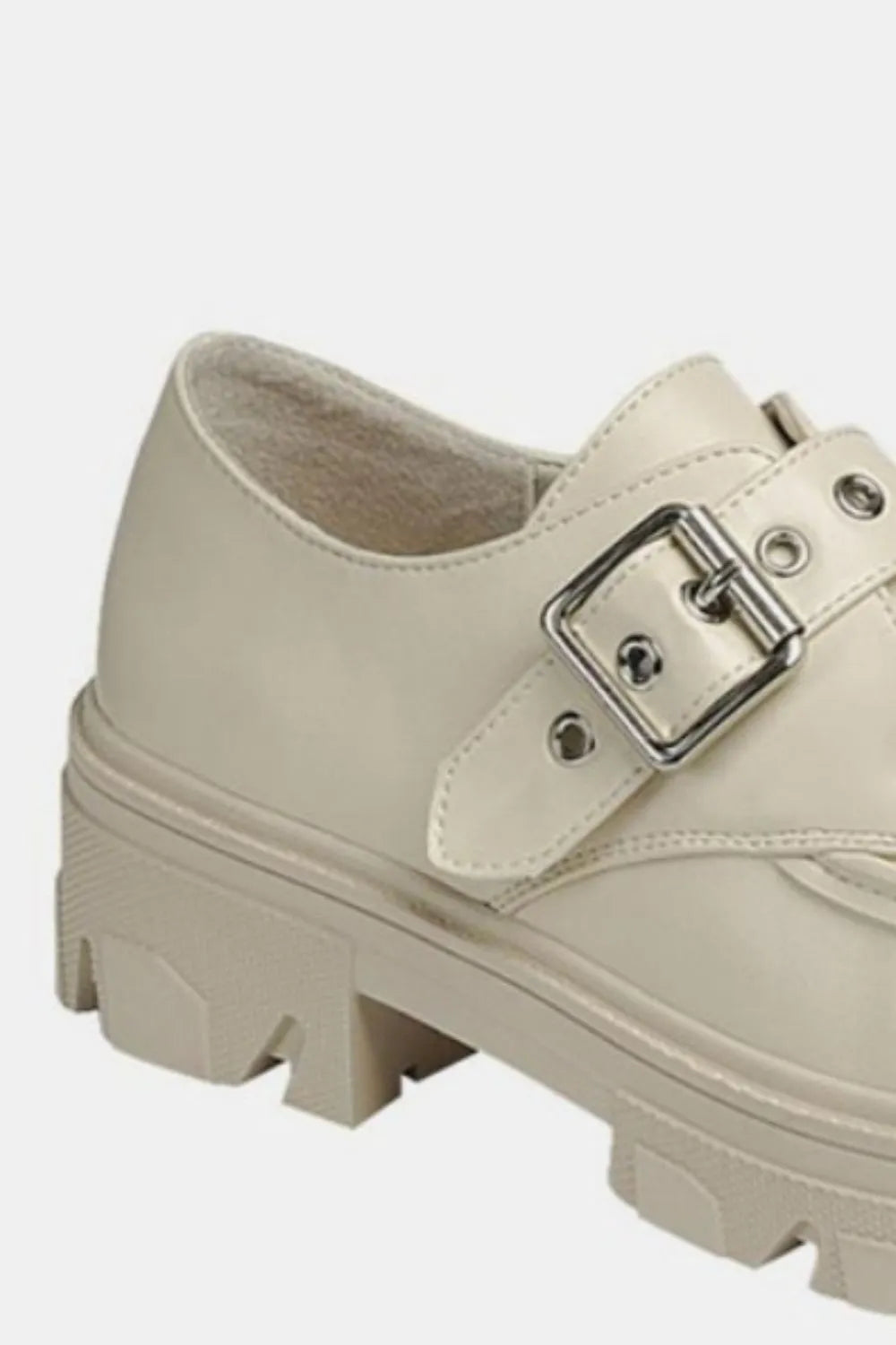 Forever Link Buckled Platform Lug Sole Loafers in Bone, view 2