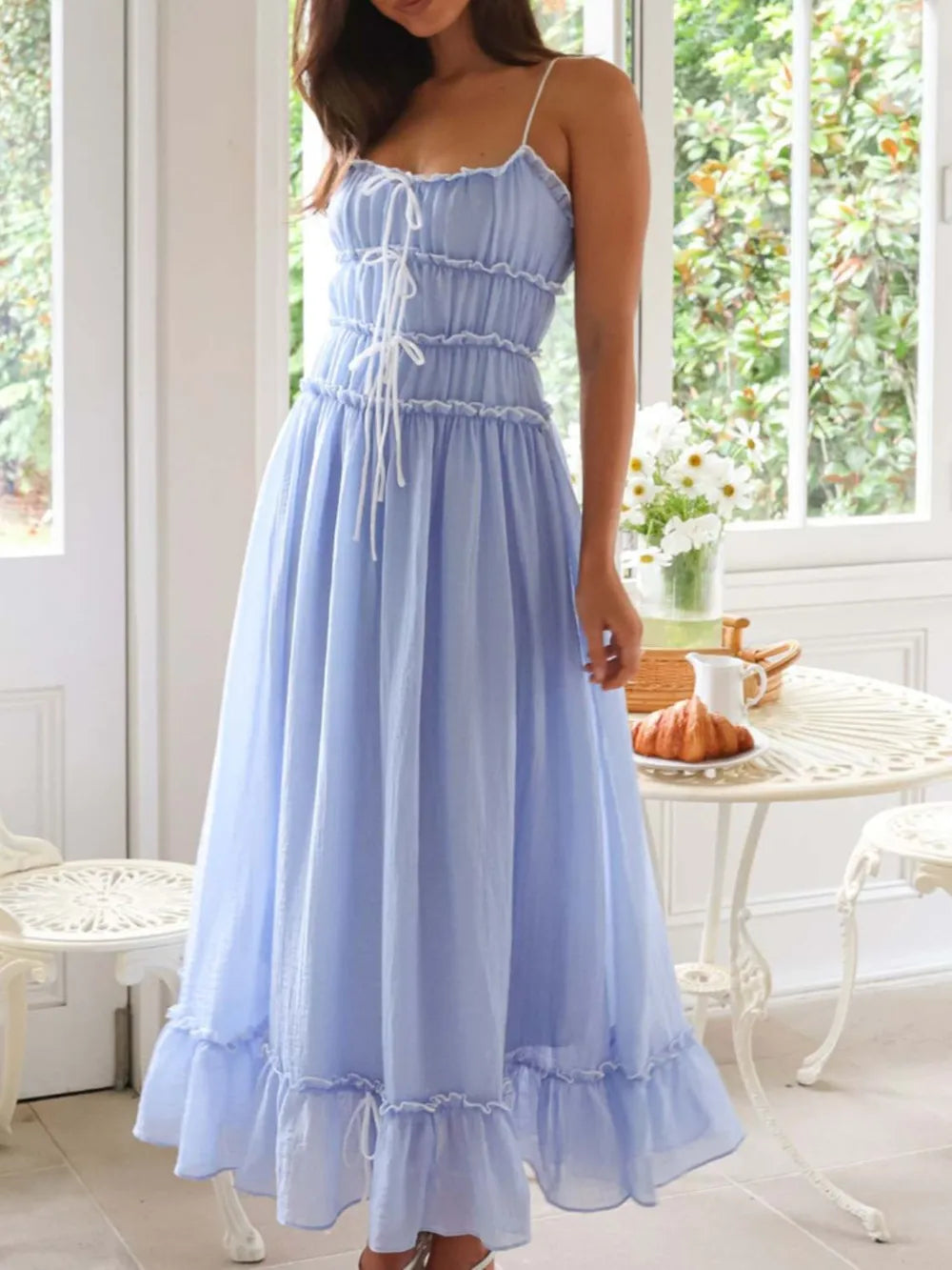 Devine Frill Ruffled Hem Midi Cami Dress - Lilixa.store