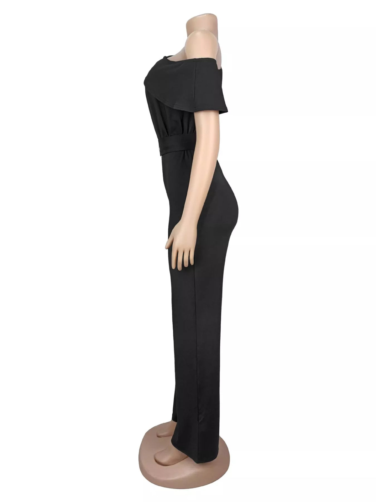One-Shoulder Draped Wide Leg Jumpsuit
