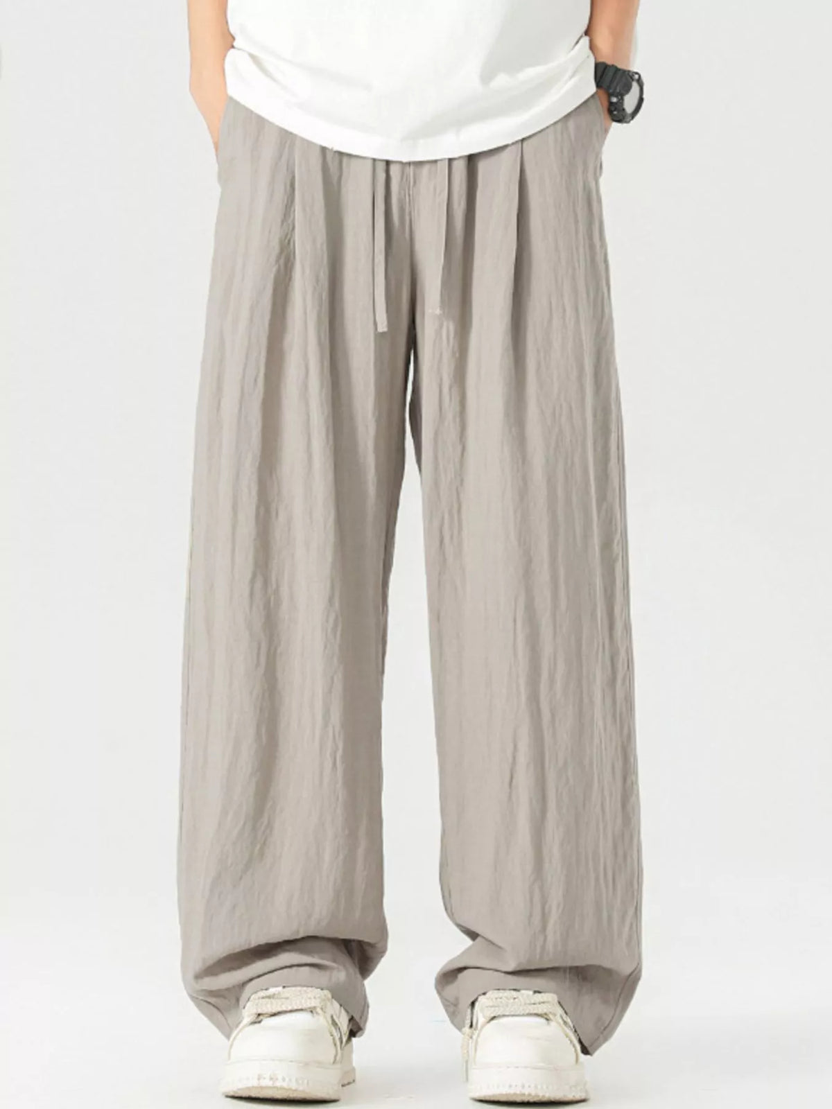 Men's Full Size Lightweight Wide Leg Pants Plus Size in Khaki