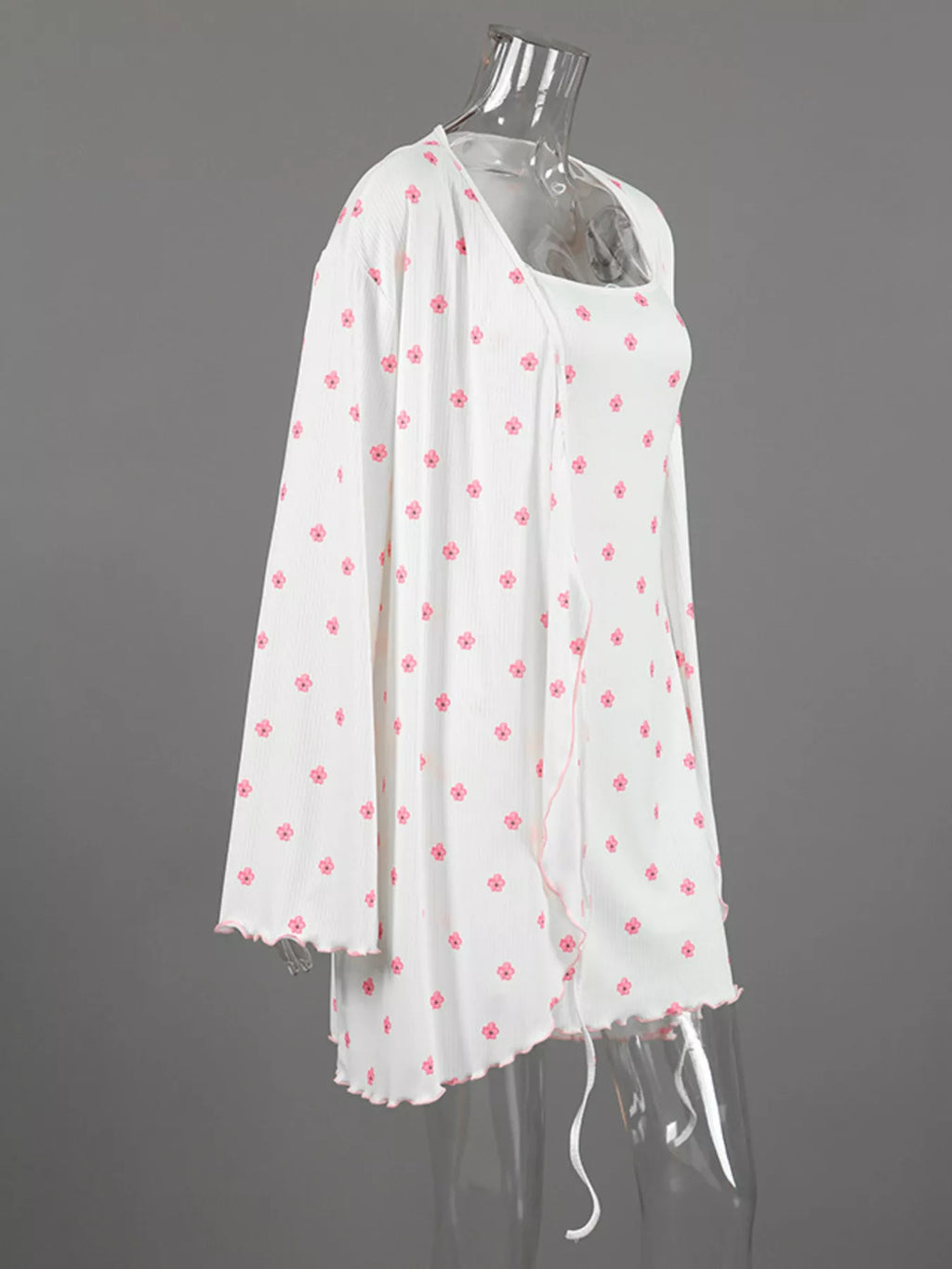 Floral Print Cami Dress and Cardigan Lounge Set - Lilixa.store