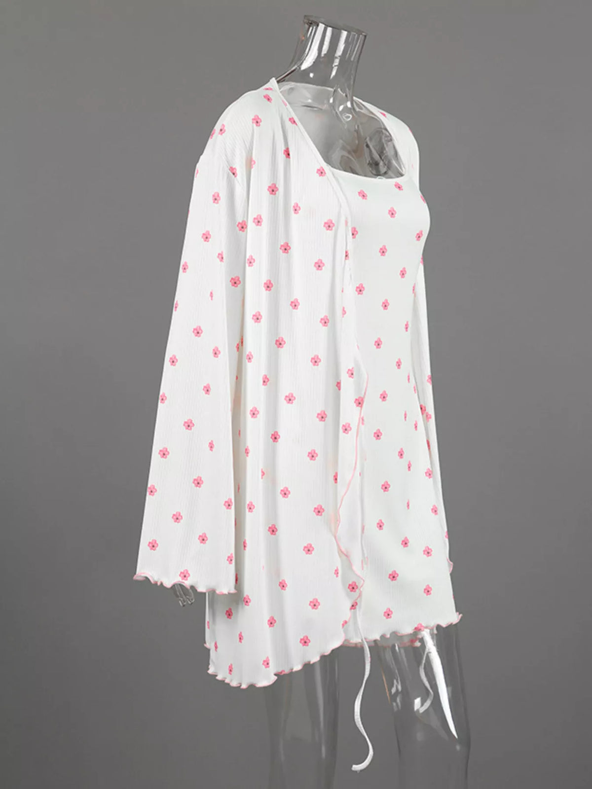 Floral Print Cami Dress and Cardigan Lounge Set - Lilixa.store