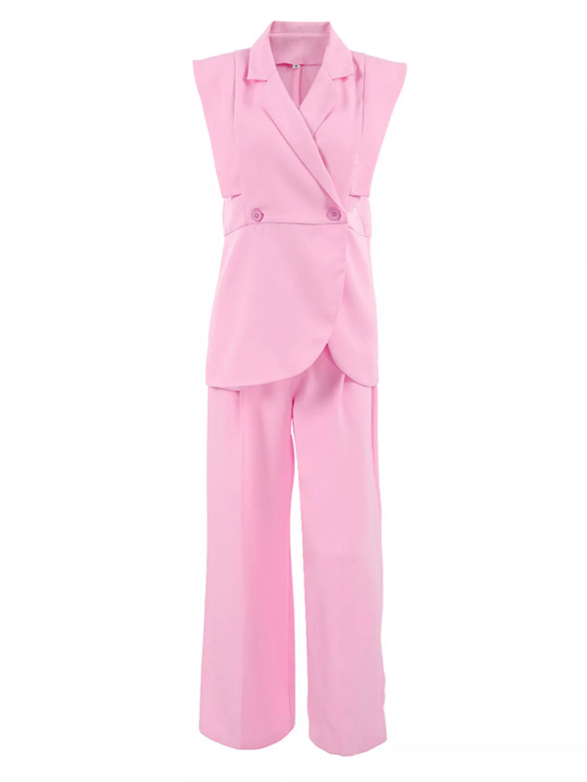 Sleeveless Blazer and Wide-Leg Pants Two-Piece Set in Pink, view 8