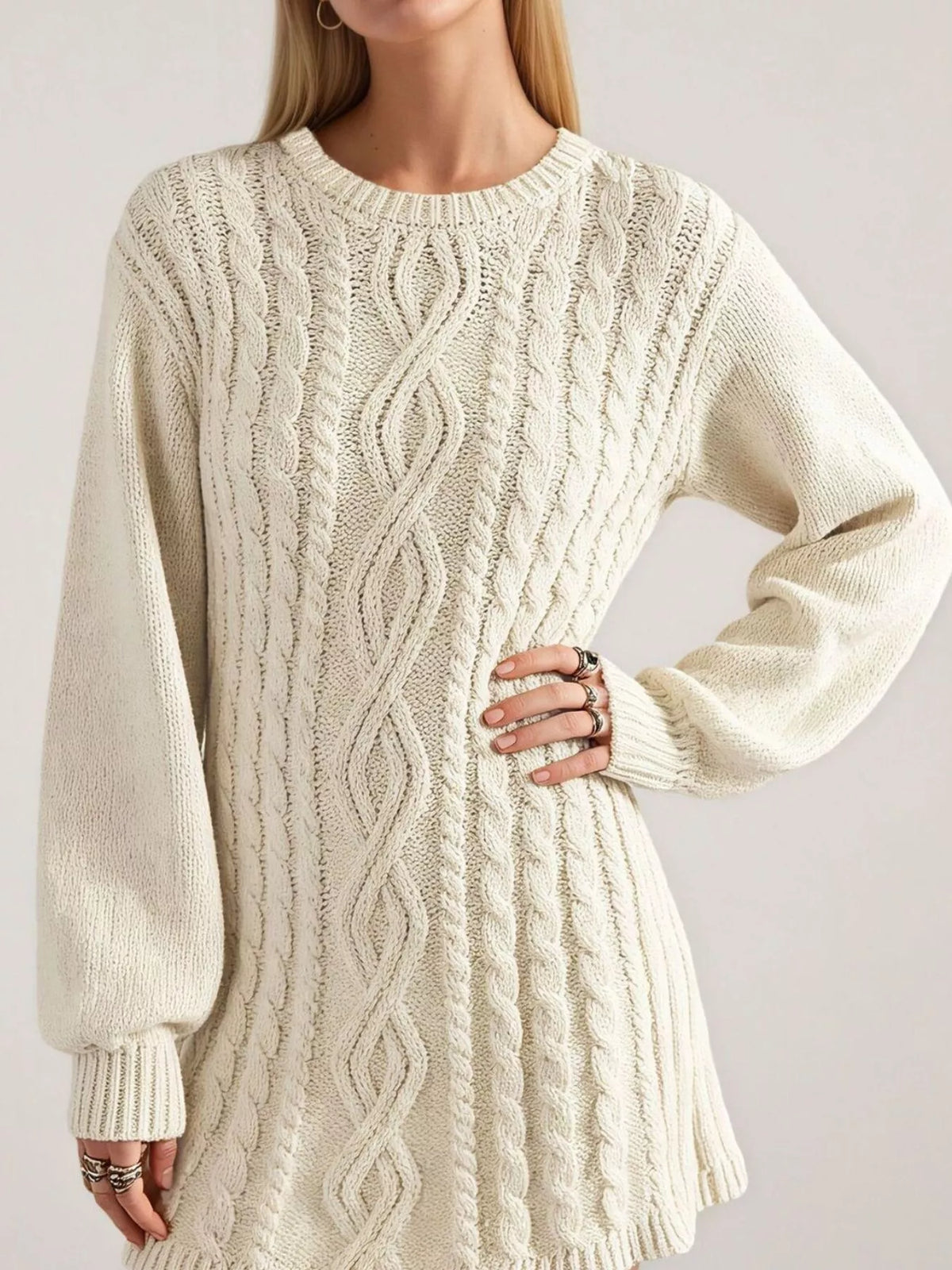 Cable Knit Sweater Mini Dress, view 2