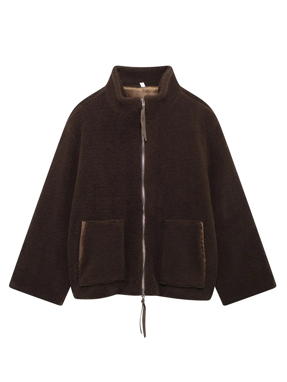 Turtleneck Zip Up Long Sleeve Plush Jacket, view 23