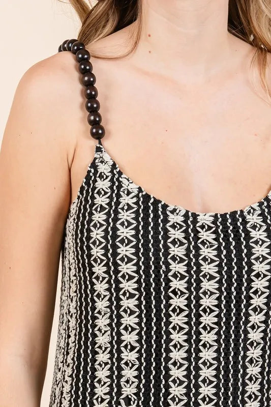 GeeGee Plus Size Striped Scoop Neck Beaded Strap Maxi Cami Dress - Lilixa.store
