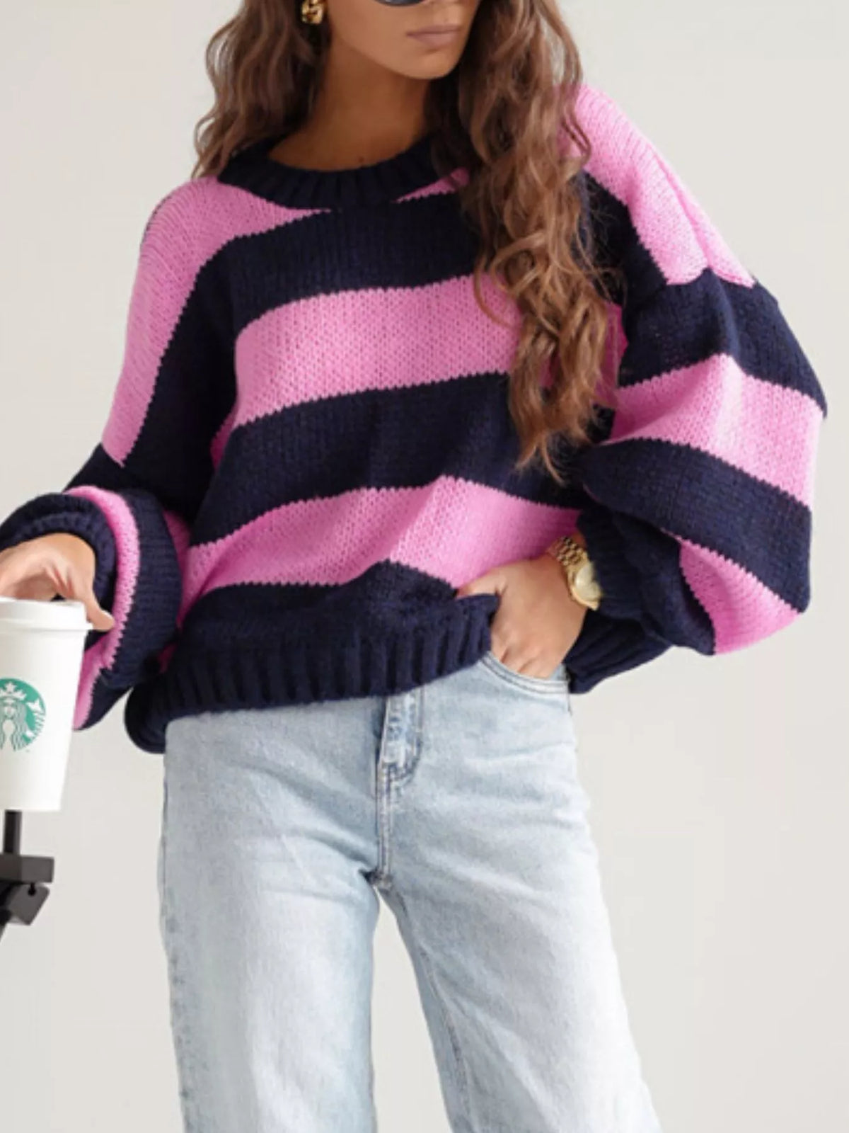 Striped Dropped Shoulder Sweater