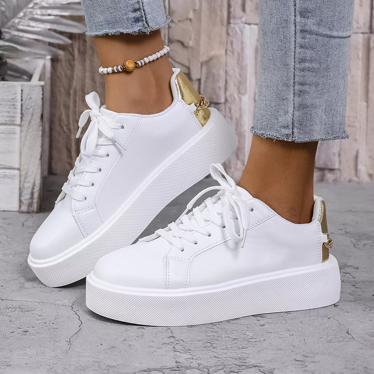 Round Toe Platform Sneakers - Lilixa.store