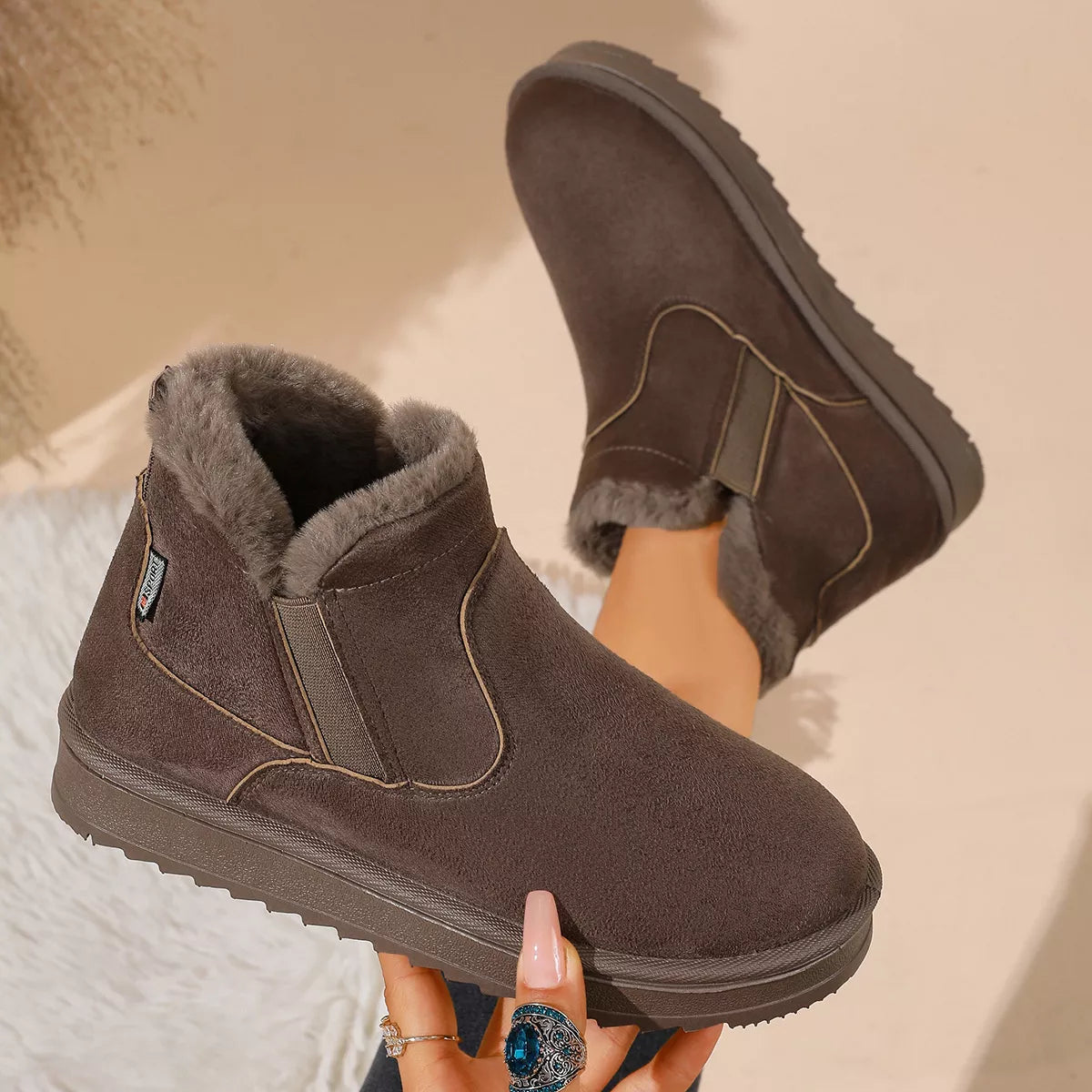 Plush Lined Winter Ankle Boots