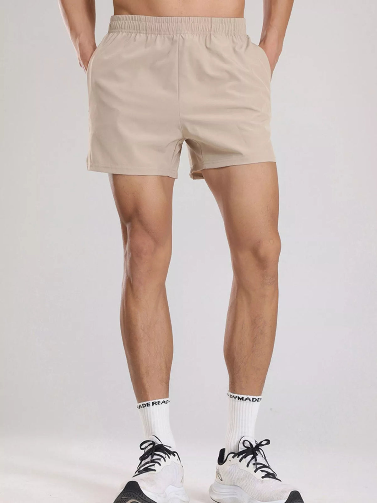 Men's Plus Size Elastic Waist Active Shorts in Khaki