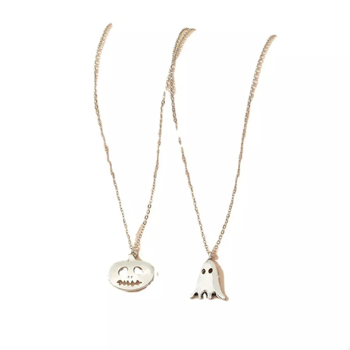2 Piece Halloween Ghost & Pumpkin Pendant Necklace - Lilixa.store