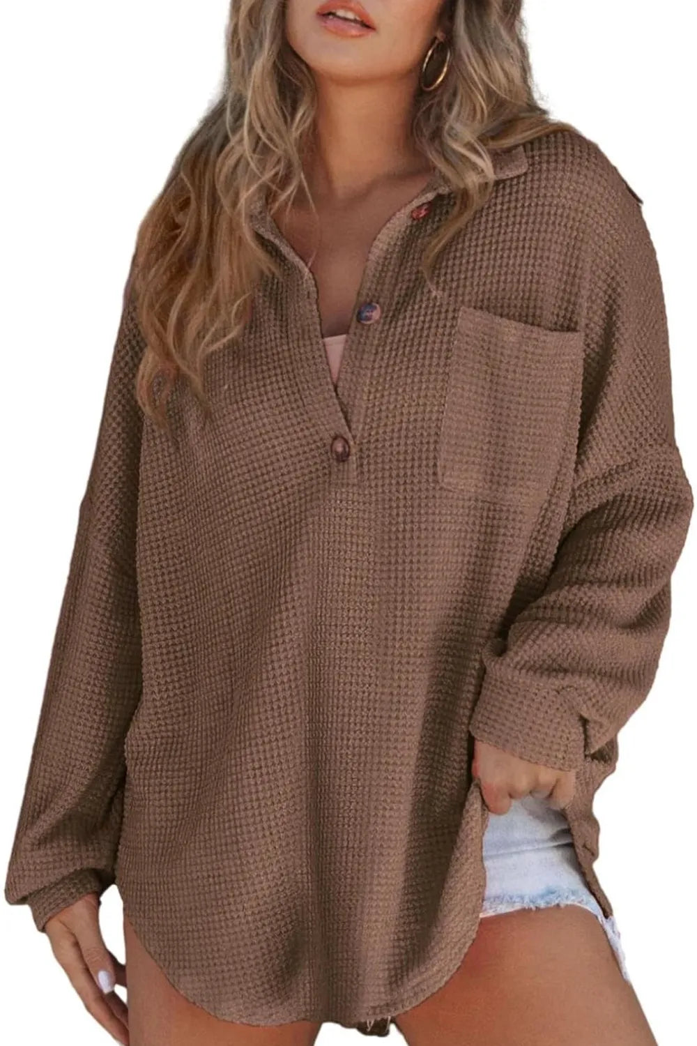 Half Button Long Sleeve Sweatshirt - Lilixa.store