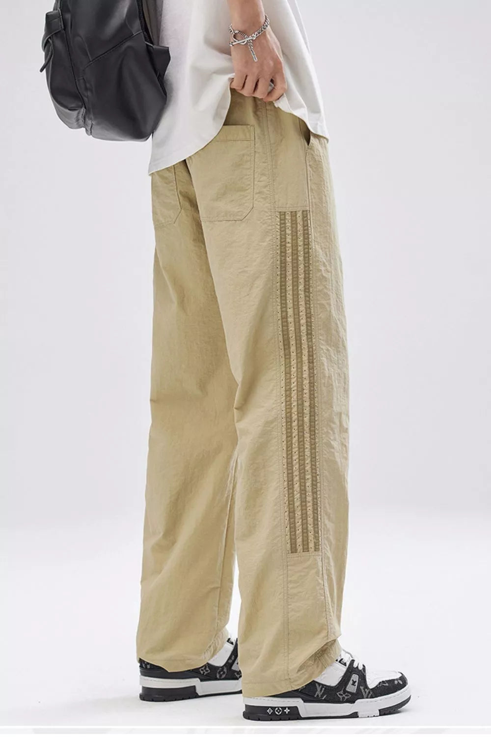 Men's Full Size Striped Casual Wide Leg Pants Plus Size, view 2